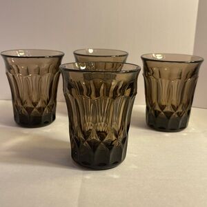Noritake Vintage Perspective Smoke Brown Flared Juice Drinking Glass Set of 4